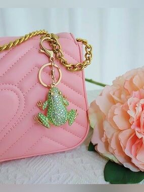 Sparkling Frog Gift Novelty key chain charm Rhinestone Purse decoration